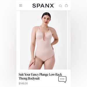 SPANX Suit Your Fancy Plunge Low-Back Thong Bodysuit size Large in Nude NWOT